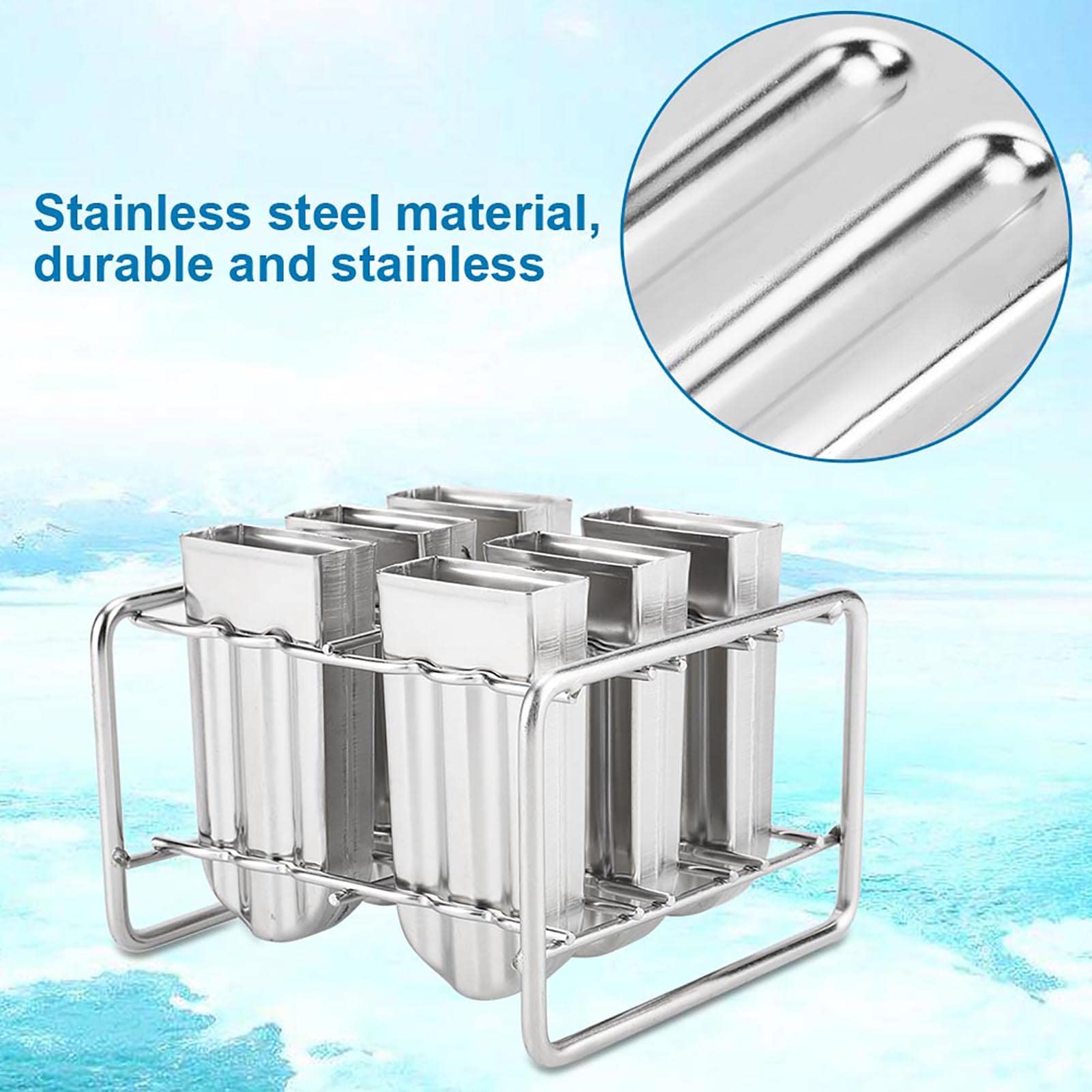 Luocute Stampo per Gelato in Acciaio Inox, 6 Cavità DIY Pop Maker (Round