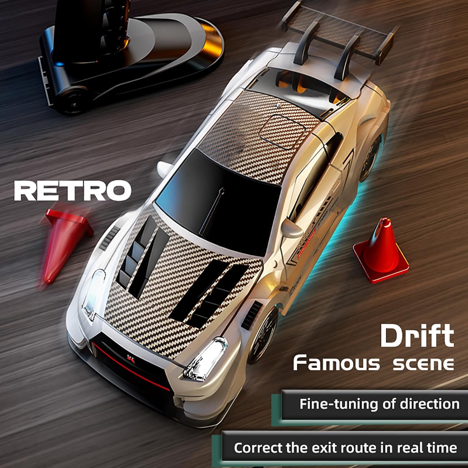 88RC 1:43 Alloy Remote Control Mini Drift Car, 2.4GHz 4WD High-Speed RC Car with DIY Detachable Body & Multi-Light Modes, Desktop Racing Hobby for Adults & Collectors (White)