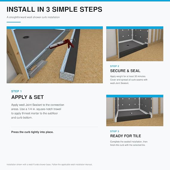 Wedi US3000039 Full Foam Durable Waterproof Shower Curb 5-1/8x4-1/2x60