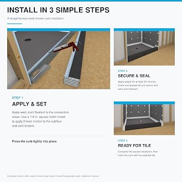 Wedi US3000039 Full Foam Durable Waterproof Shower Curb 5-1/8x4-1/2x60