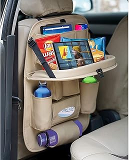 Tradesk Car Back Seat Organiser, Multi-Pocket Storage Bag with Cup Holders, Seat Protector for Kids and Pets, Backseat Acc...