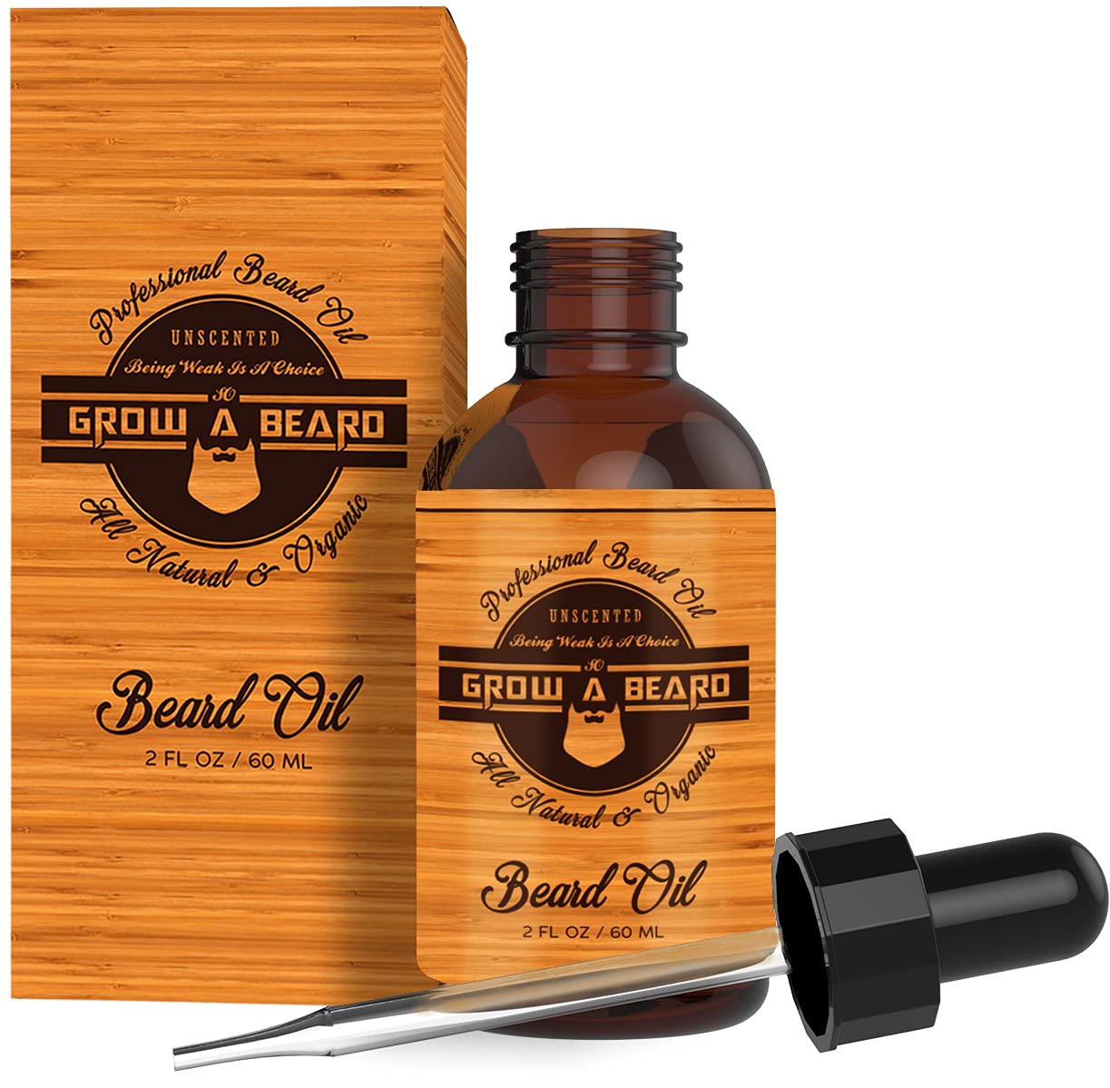 Beard Oil For Men Unscented [Upgraded 2oz], Natural Moisture & Softener From Jojoba & Argan Oils Non Greasy, Mens Beard Growth Oil for Styling, Black Mustache, Father Husband Son Gift