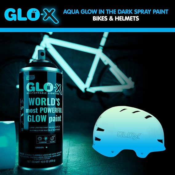 Blue Glow In The Dark Spray Paint (10.6 oz) Clear Spray Paint That Glows Neon Blue In The Dark- Light & Sun Activated - Acrylic