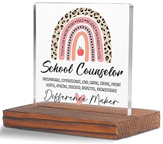 School Counselor Clear Desk Sign for Women Men, Thank You Gift for National School Counseling Week, Office Appreciation Gift for Counselor’s Day, Graduation, Retirement or End of Year Christmas TZ227