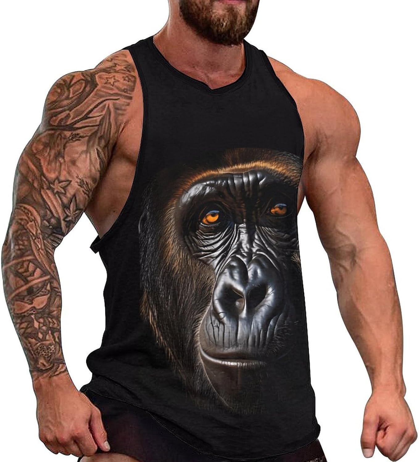Gorilla Face Men's Tank Tops Sleeveless Muscle Shirts for Men Lightweight Vest Crew Neck T-Shirts
