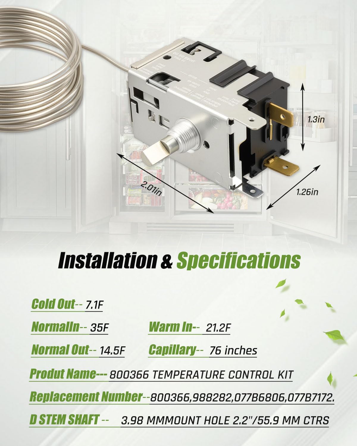 800366 Temperature Control Fit for True Equipment Replace 077B6806 077B7172 988282