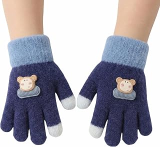Kraptick Kids Winter Gloves - Ultra-Soft Thick Knit Fuzzy Warm Mittens for Boys & Girls Cute Bear Patch Thermal Hand Warme... Price In India