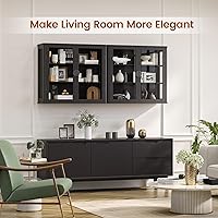 Vista 6 de Black Tempered Glass Display Wall Storage Cabinet,Bathroom Wall Cabinet,Wall Mounted Cabinet with Curved Edges, Floating Cabinet with Adjustable