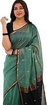 ZECVA Women's Pure Soft Spun Cotton Lichi Silk Saree For Women With Attach Unstitch Blouse Piece