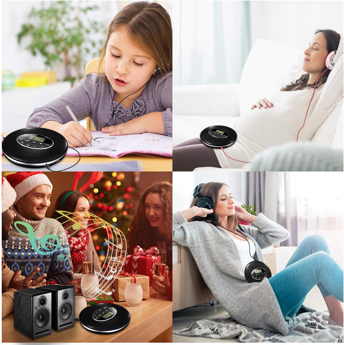 Flash Sale Buy 1 get 1 Gueray Portable CD Player Personal CD Walkman Compact CD Discman for Car Support TF Card to 128G CD Player Portable with Headphone Jack AUX Cable Anti-Skip Small Music Player with LCD Display