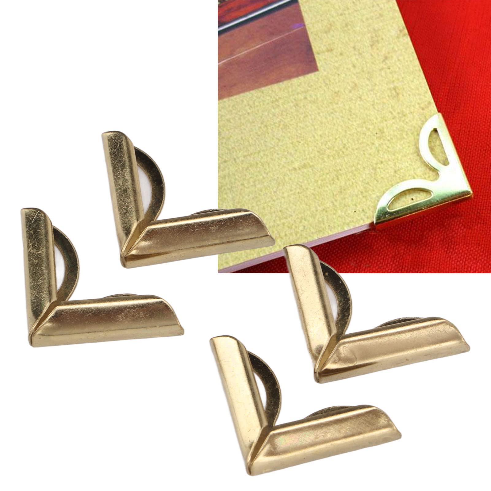 Xolsurg 100 Pieces Tin Metal Metal Yellow Corners Notebook Book Photo Album Decorative Corner Accessories for Scrapbooking Books Menus [Beautiful Retro Style]