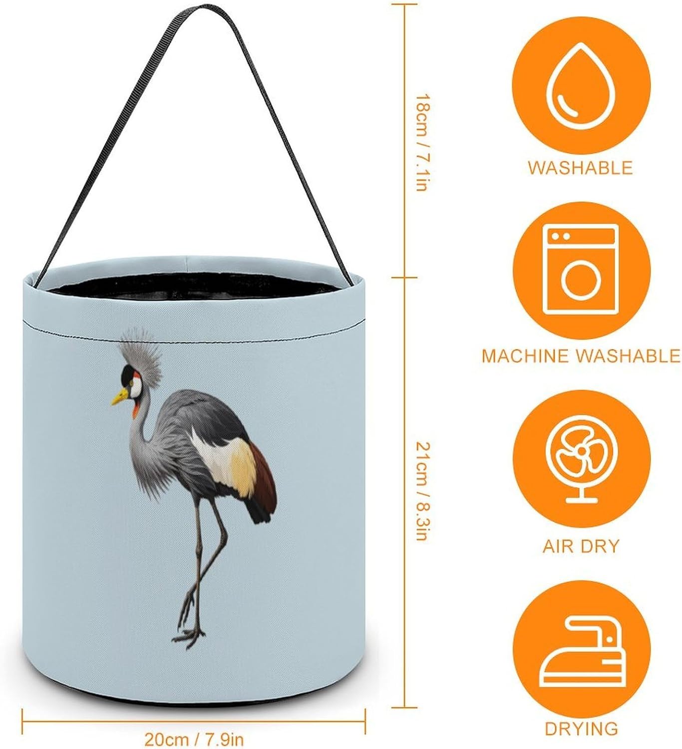 Grey Crowned Crane Halloween Basket Candy Tote Bag Easter Bucket image 4