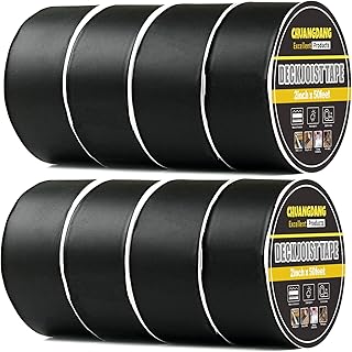 Black Joist Tape for Decking,2inx50ft,8-Pack,Deck Joist Flashing Tape,Black Butyl Joist Tapes for Joist,Roofs Beams,RV,Doors,and Fences,Anti-Corrosion,Weather-Resistant