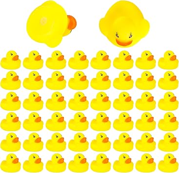 SULOLI 50PCS Mini Rubber Ducks Bath Toy Paddling Pool Game Summer Water Fun Toys for Kids