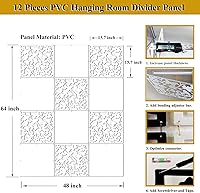 Vista 2 de Lchen Panel Divisor de Habitación Colgante, 12 Piezas Paneles de Pantalla Blancos Tablero Sólido Corte Partición de Habitación Decoración del Hogar