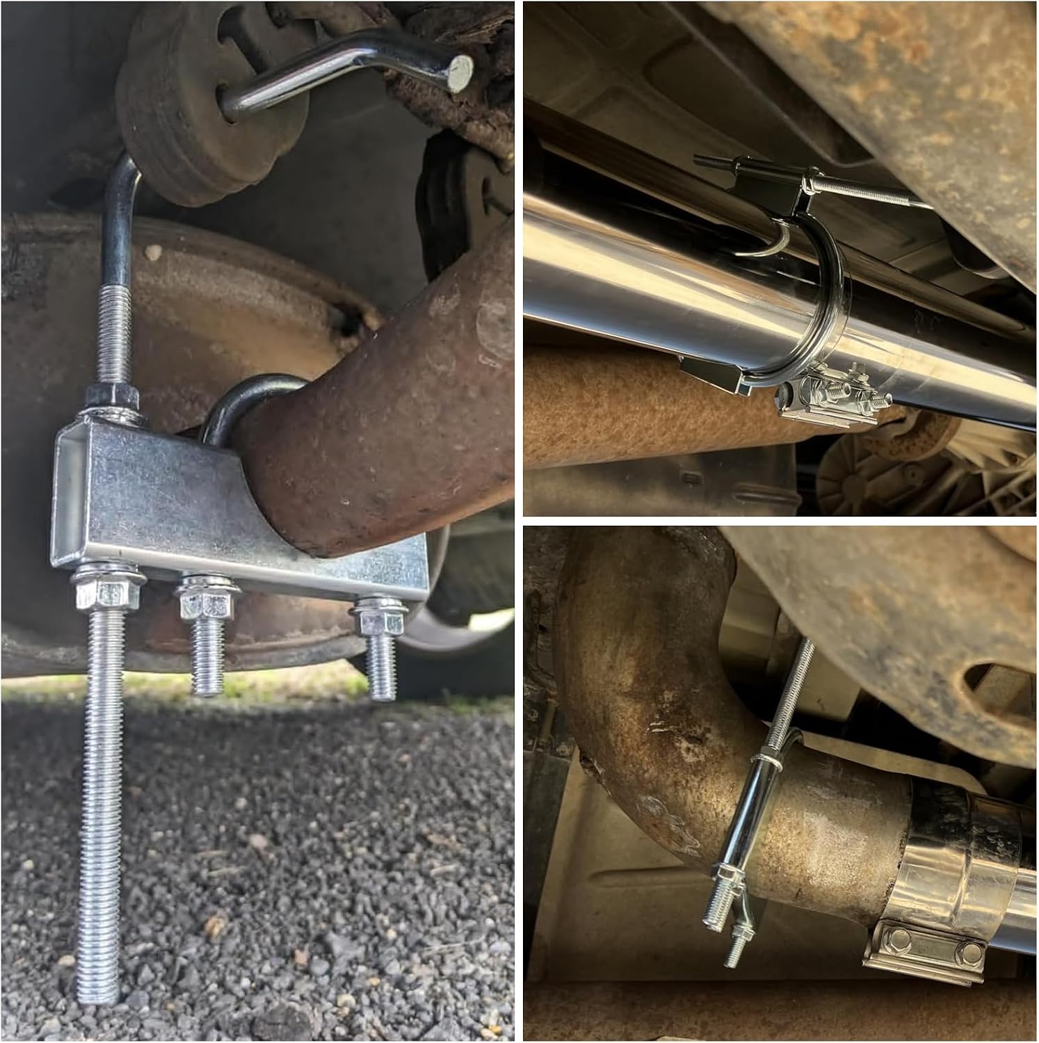 2 Pcs 4 Inch Universal Exhaust Clamp with Hanger - Heavy Duty Steel Clamp with Muffler Hanger for Automotive, Cars, Trucks Pipes