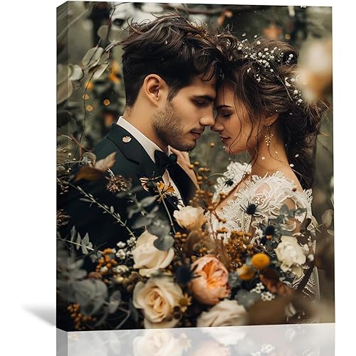 Custom Canvas Prints with Your Photos, Customized Canvas Pictures for Wall with Words, Personalized Photo Canvas Wall Art with Name for Living Room Bedroom Bathroom Wedding (Framed, 8"x10")