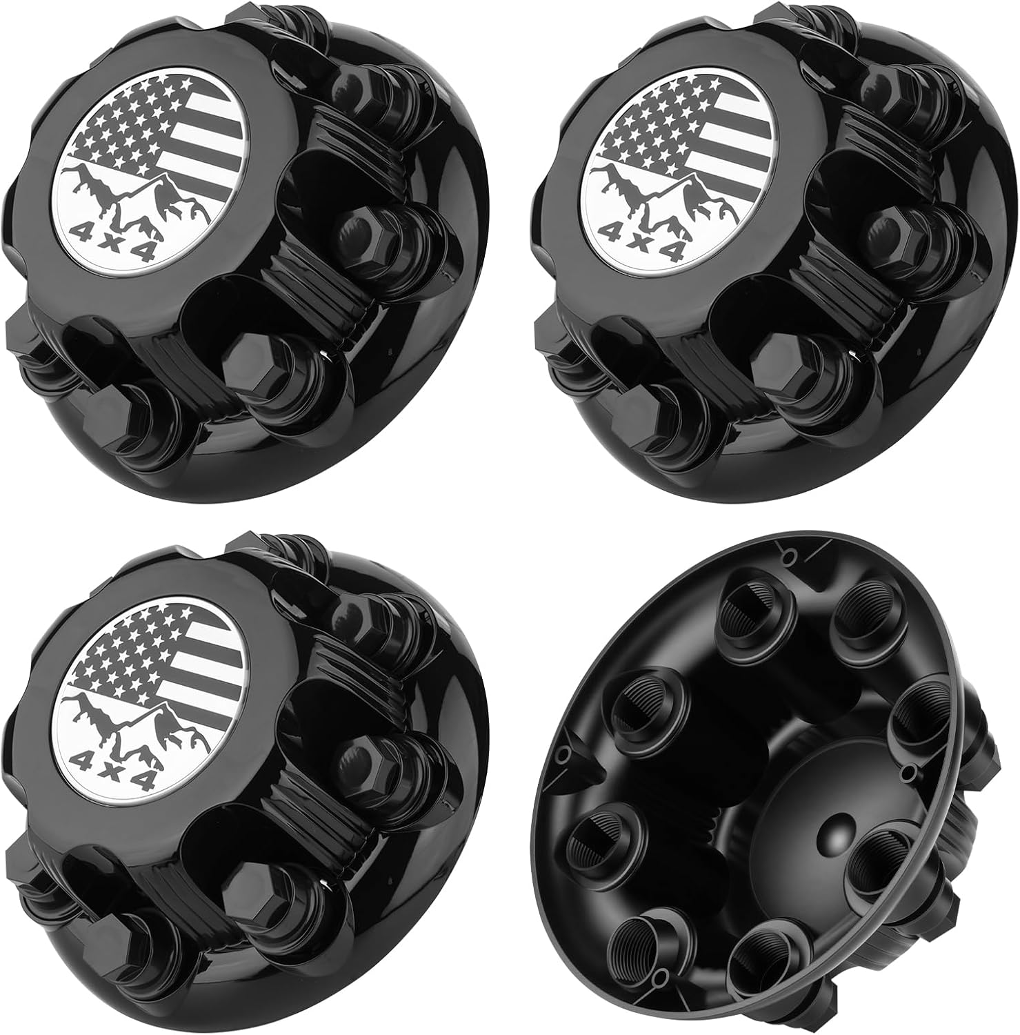 4PCS 8 Lugs Plating Wheel Center Cap Fit for Silverado/Avalanche/Suburban/Express & Sierra/Yukon/Savana 1500 2500 3500 16"/17" Inch Rim Hub Cover OEM Replacement