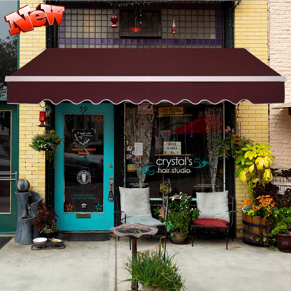 LEEKOUS Best 13x8 ft Retractable Awnings for Patio Waterproof, Outdoor Folding Sun Shade Awning Cove