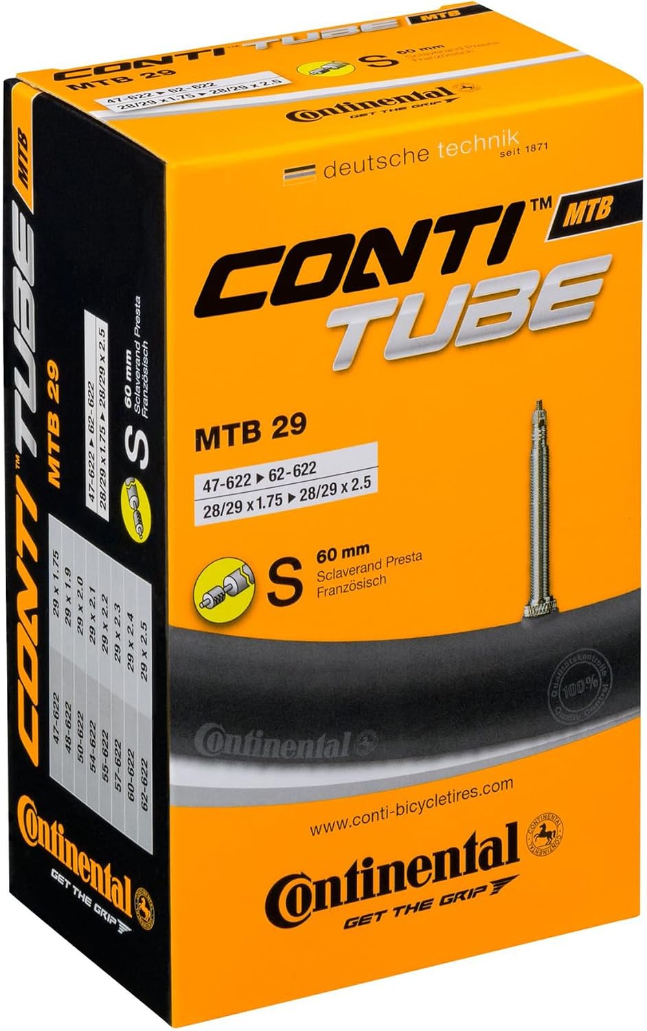 Continental Mountain/Cross Inner Tubes Pair 29" x 1.75-2.5"/ 700c Presta 60mm