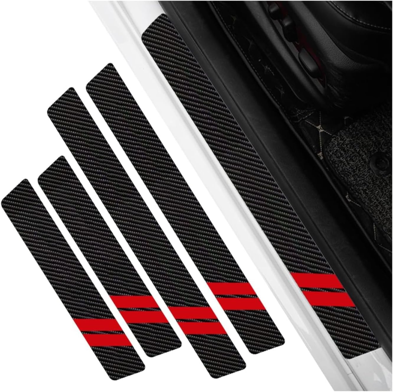 VBDBN Carbon Fiber Threshold Protective for Jeep Renegade Compass Cherokee Grand Cherokee Wrangler, Car Door Sill Protector Strips Anti-slip Car Door Entry Guards,A