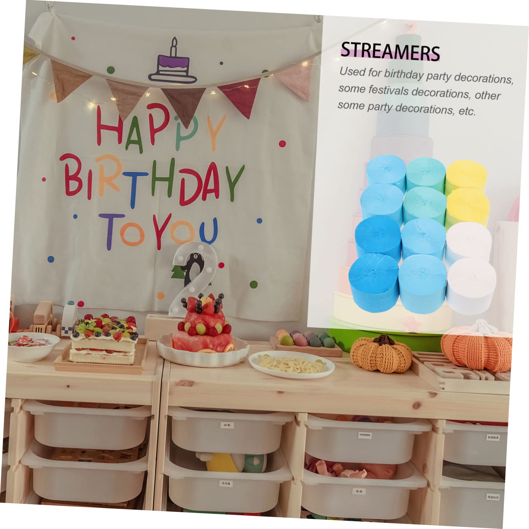 12rollos Cintas De Papel Crepé Coloridas Para Decoración De Fiestas Para Bodas y Eventos Fácil De Usar y Personalizar Material De Papel De Calidad