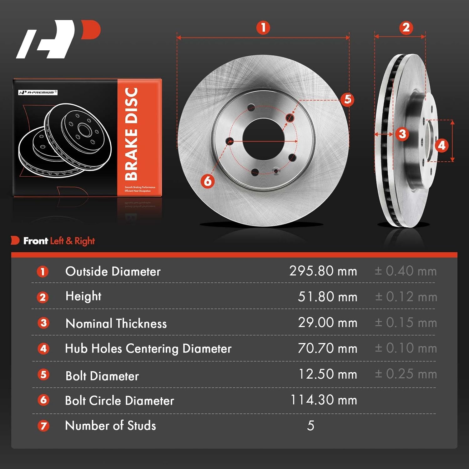 A-Premium 11.65 inch (296mm) Front Vented Disc Brake Rotors Compatible with Select Chevy, Pontiac, Saturn and Suzuki Models- Captiva Sport 12-15, Equinox/Torrent/XL-7 07-09, Vue 2008-2010, 2-PC Set