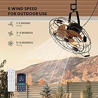 Vista 5 de CROSSIO Ventilador de montaje en pared de 21 pulgadas, ventilador de pared de 6 velocidades con control remoto, ventiladores de techo con cable