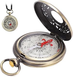 Brújula de Bolso de Navegação para Caminhadas, Cardã Impermeável Militar, Orientação Retro de Marcha, Concha Náutica Antiga de Metal de Latão para Crianças, Acampamento, Caminhadas, Camping, Caça
