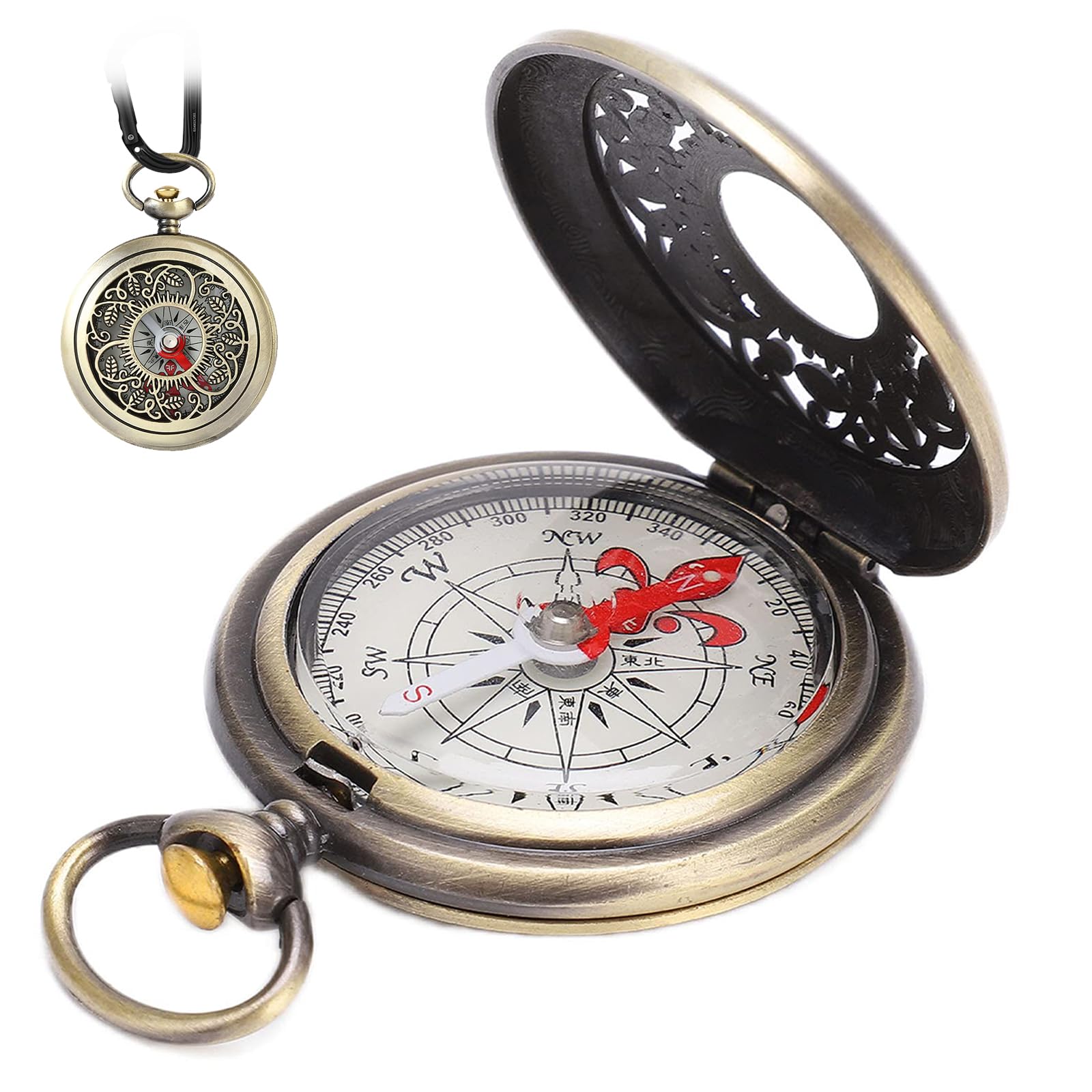 Bussola Campeggio Navigazione Mini, Bussola Militare Professionale Outdoor,Bussola Tattica Precesione Impermeabile, Bussola Nautica Antica Vintage Ottone per Orienteering,Escursionismo,Marcia,Raccolta