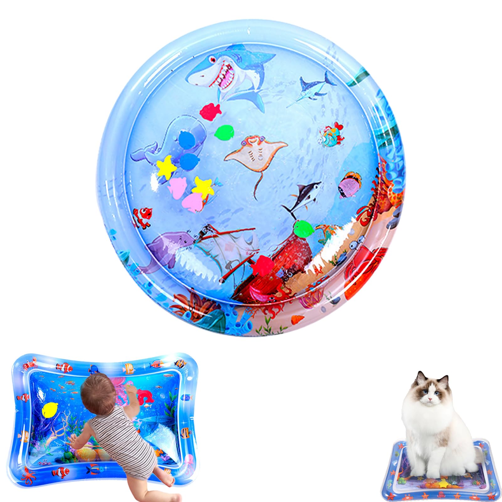 Cat Water Mat For Indoor,2025 New Thickened Water Sensory Play Mat For Cats Dog,Innovative Cat Waters Mats,Cats Cooling Pad (Round-1,39.4 * 39.4in)