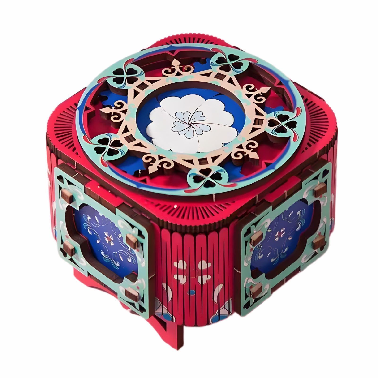 Kit modèle mécanique puzzle 3D bois boîte bijoux rose rouge