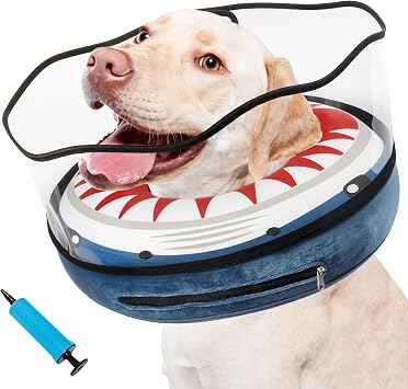 Raised Inflatable Dog Cone Soft Donut Collar for Dogs to Stop Licking,M