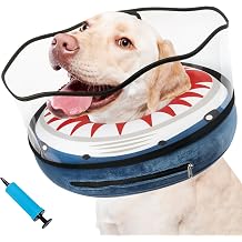 Raised Inflatable Dog Cone Soft Donut Collar for Dogs to Stop Licking,M | Recovery Donut Cone,Adjustable,for Large Medium Dogs,Alternative After Surgery,with Enhanced Anti-Licking Guard Shield,Blue