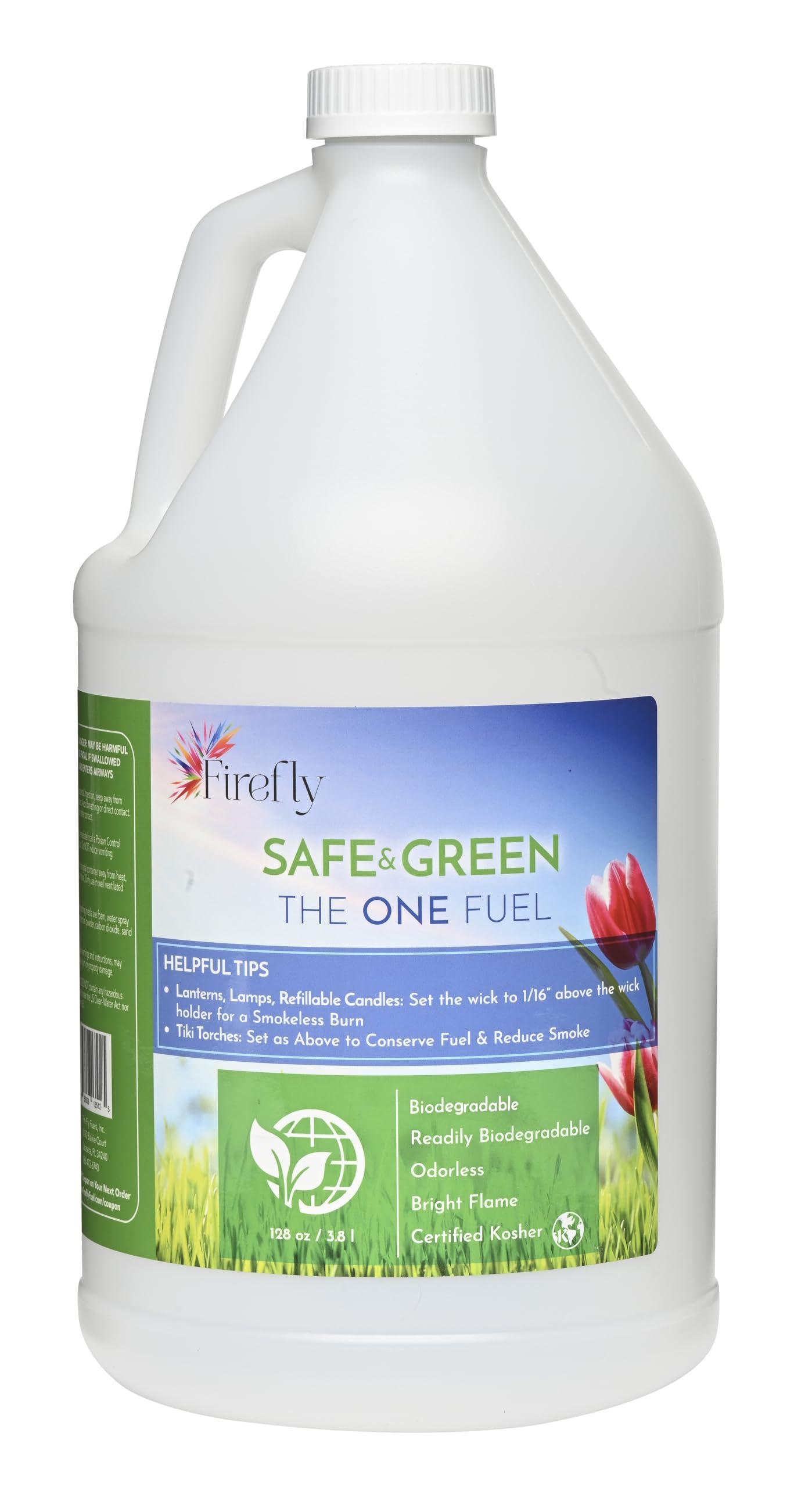 Firefly Eco-Friendly Lamp Oil & Tiki Torch Fuel – Clean Burning, Odorless Paraffin Oil for Indoor & Outdoor Use – Safe, Kosher-Certified, 1 Gallon