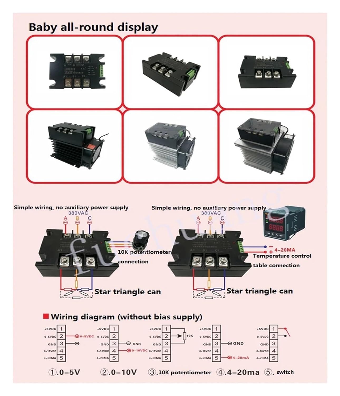 TSR-100WA-H Three-Phase thyristor Phase Shift Regulator Solid State 4-20ma(Radiator S1)