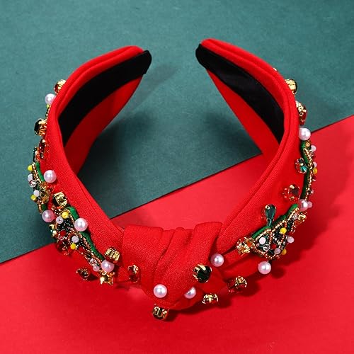 Vista 110 de Diadema de Navidad para mujer, accesorios de Navidad con cuentas, arco de Navidad, copo de nieve, diadema anudada HOHOHO, rojo y verde, perla
