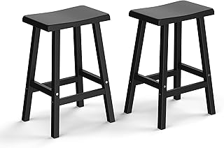 PatioZen Bar Stools Set of 2, Waterproof UV-Resistant,Durable Resin Kitc...