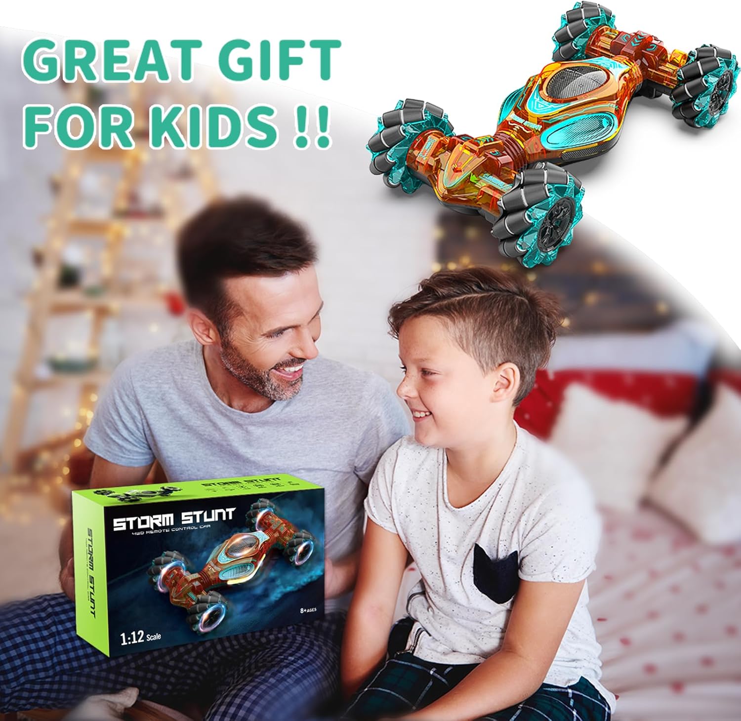 RC Car Gesture Hand Gesture Sensing RC Stunt Double-Side Flip 360° All-Round Rotation Drift Twist Car with Light Music for Boys Kids Birthday Xmas Gift Transparent Green Rc Car image 7 of 7 B0DB7TRTDC