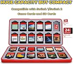 Switch Game Case for Nintendo Switch 2 Games & Micro SD Cards, FUNLAB Switch Game Card Holder with 24 Game Card Storage - Red