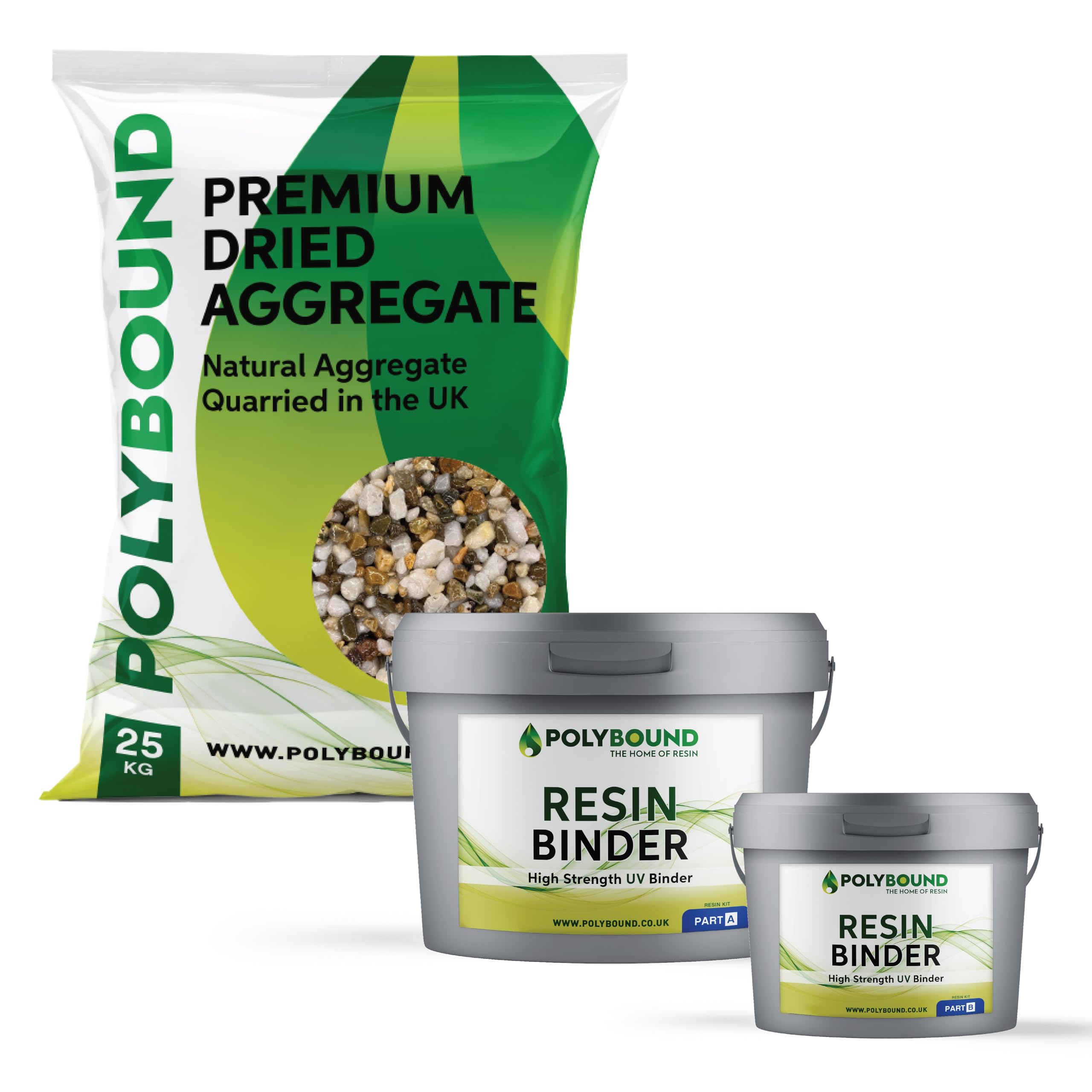 POLYBOUND - UV Resin Bound Driveway Kit - Patio and Driveway Use - Easy Install - Mojave - 4x25KG Aggregate and 2-Part Binder - 4 sqm
