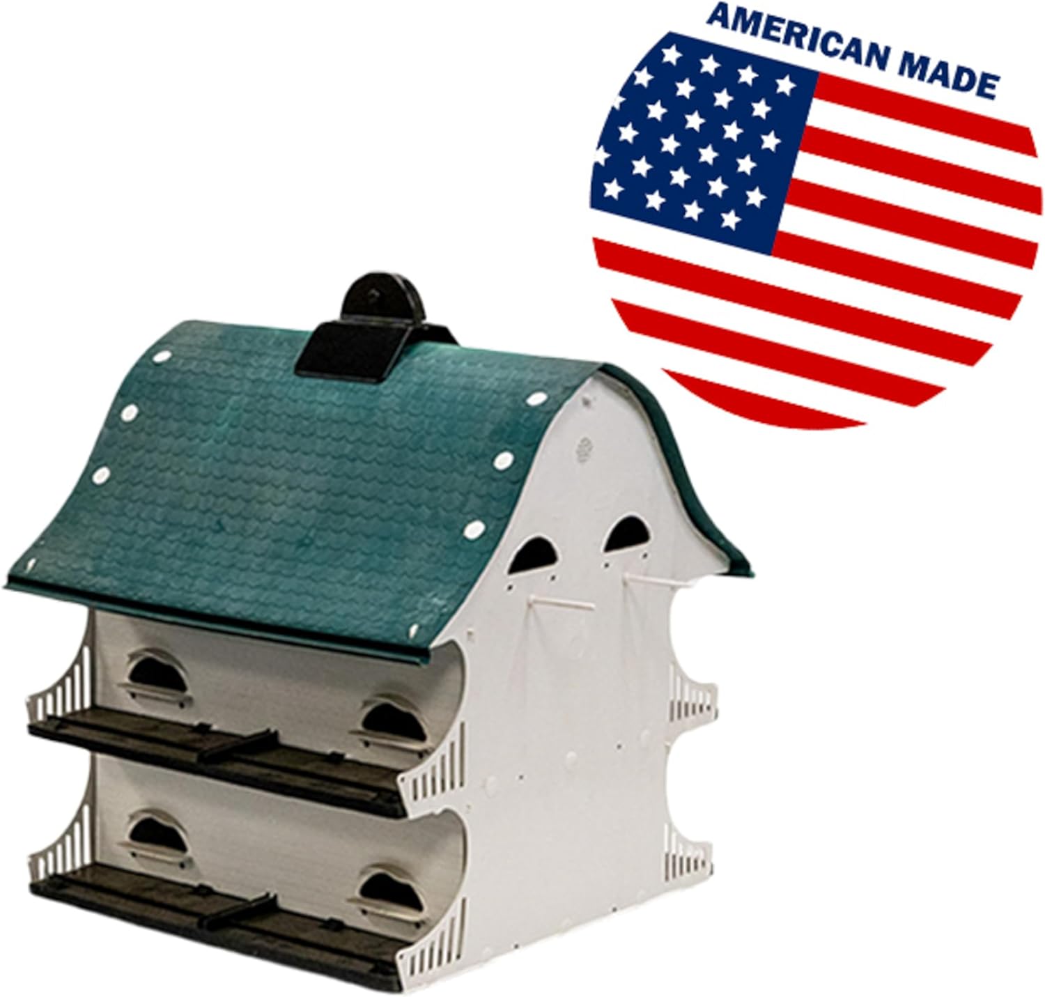 Complete Martin Colony Kit | American Barn-Style Purple Martin House with Compatible Pole, Pulley System & 2 Decoys | Durable Outdoor Birdhouse Setup for Backyard Birding & Easy Maintenance