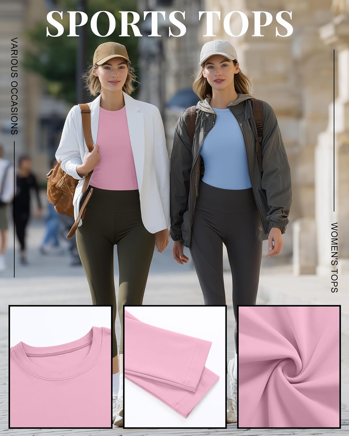 Neer 4 Pcs Womens Long Sleeve Compression Shirts Crew Neck Yoga Workout Shirts Lightweight Stretchy Breathable Tees