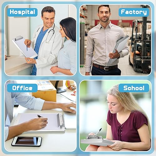 Miniatura 6 de Jutom 1 portapapeles de metal de aluminio con soporte de forma de tamaño carta de almacenamiento para profesionales de la escuela, oficina