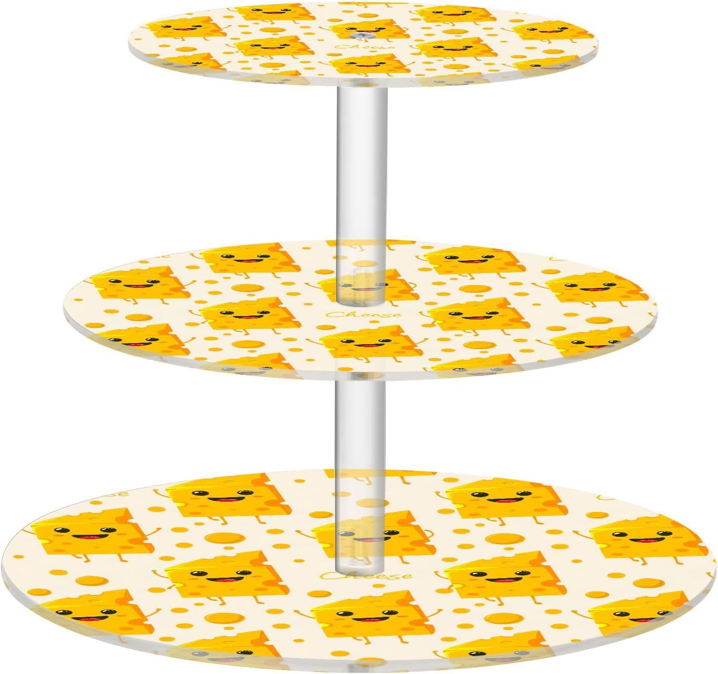 Cheese 3 Tier Acrylic Cupcake Stand, Cupcake Stand for 34 Cupcakes for Weddings, Christmas,Holidays,Parties,Birthday,Printed Cupcake Tower 23301014