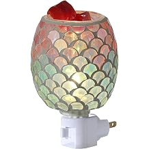 Mosaic Glass Plug-in Fragrance Wax Melt Warmer, Decorative Pluggable Night Light Fan Shape Mermaid