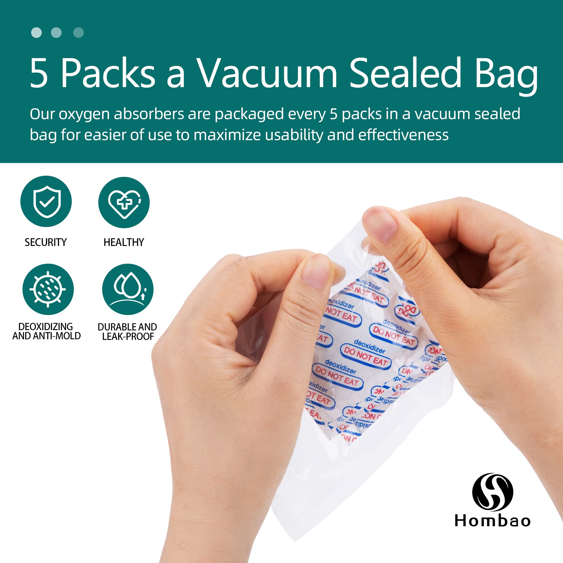 700cc Food Grade Oxygen Absorbers -100 Packs (5 x 1 Vacuum Bag) for Storage, Packet Long Term Freshness - O2 Absorber Canning & Preserving Blue,pink