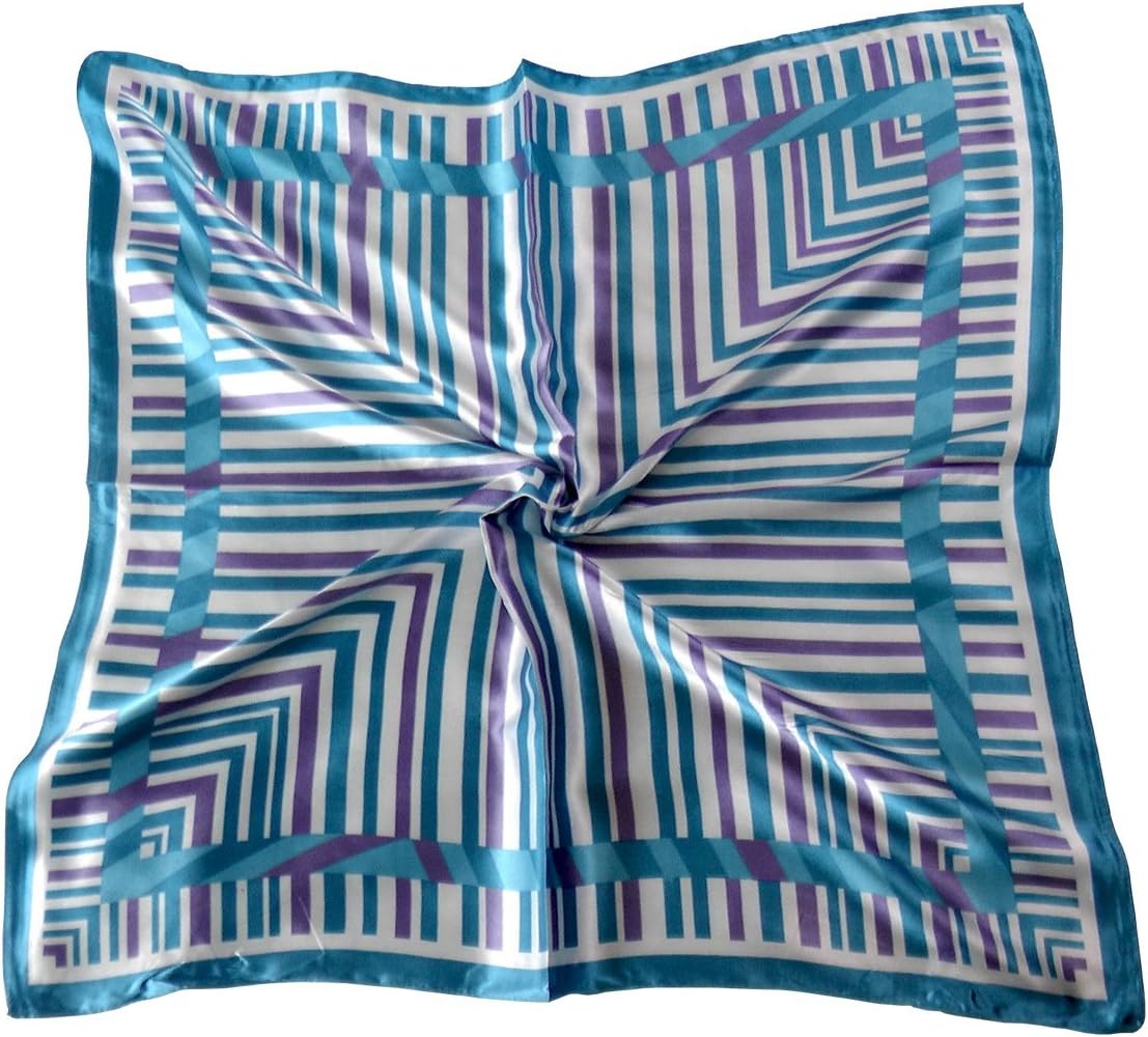 Silk Effect Scarf for Head or Neck; Medium (24 Inches Square); Design: Beautiful & Blue