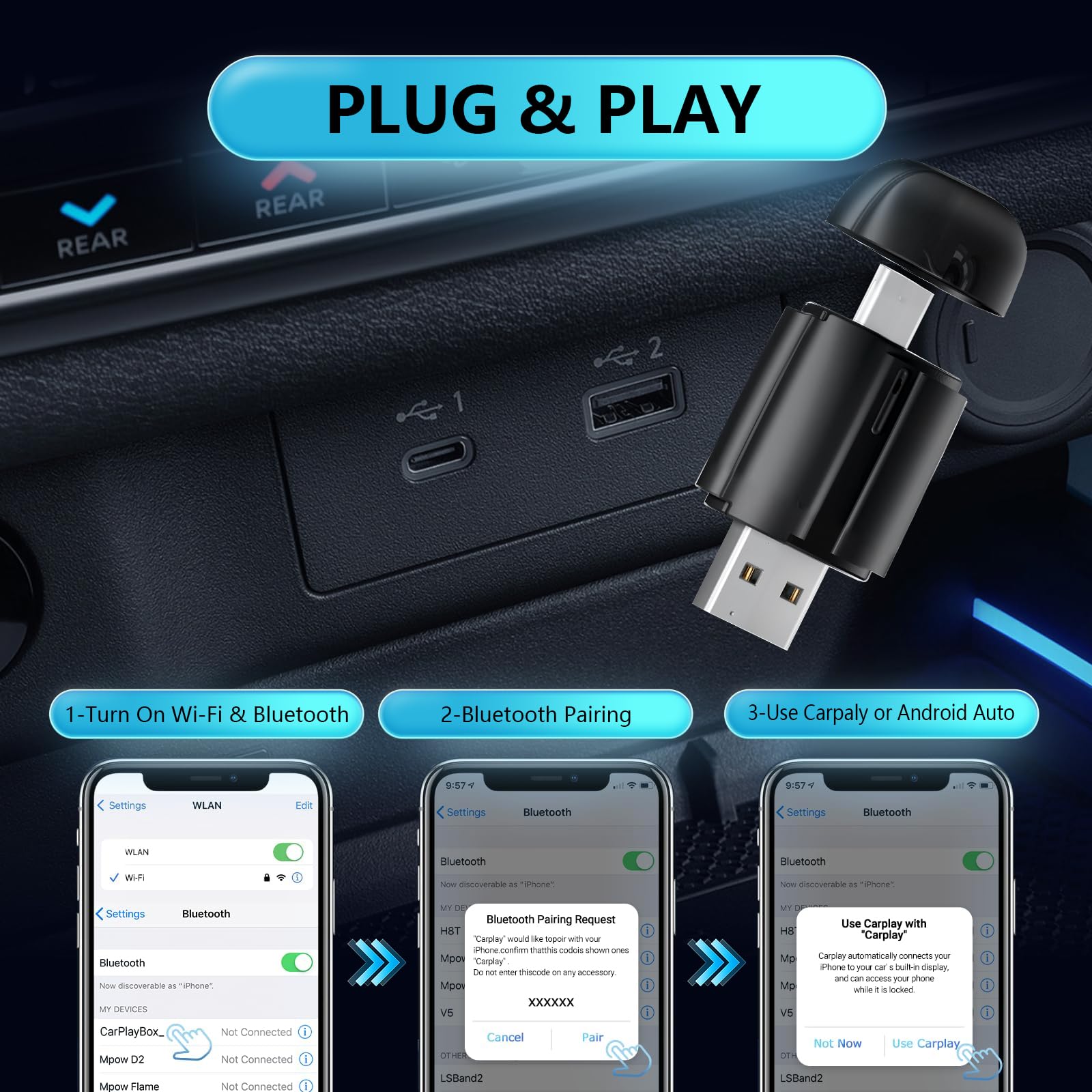 Carplay Adapter Mini Wireless CarPlay & Android Produktbild-Vorschau 11