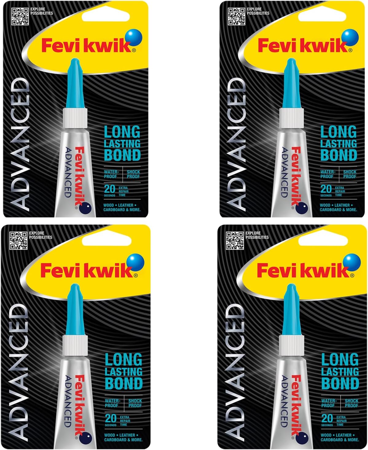 Fevikwik Advanced 3 GM | Instant glue for repair | Water-proof glue| Shock proof | Long lasting bonds | Extra strong adhesive (Pack of 4)
